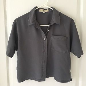 Short-sleeve button down crop top